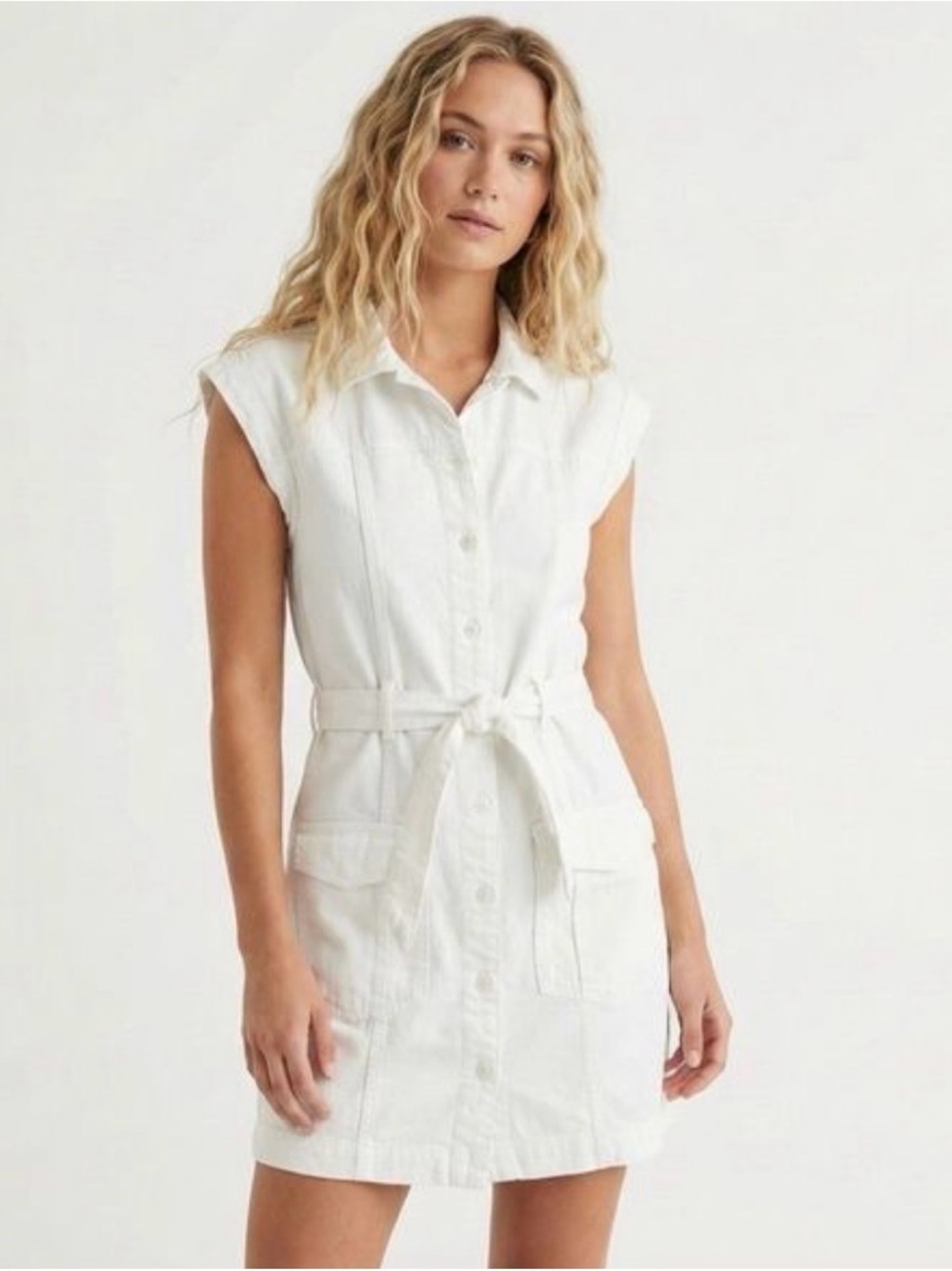 YFB Young Fabulous & Broke White Denim Utility Mini Dress XS